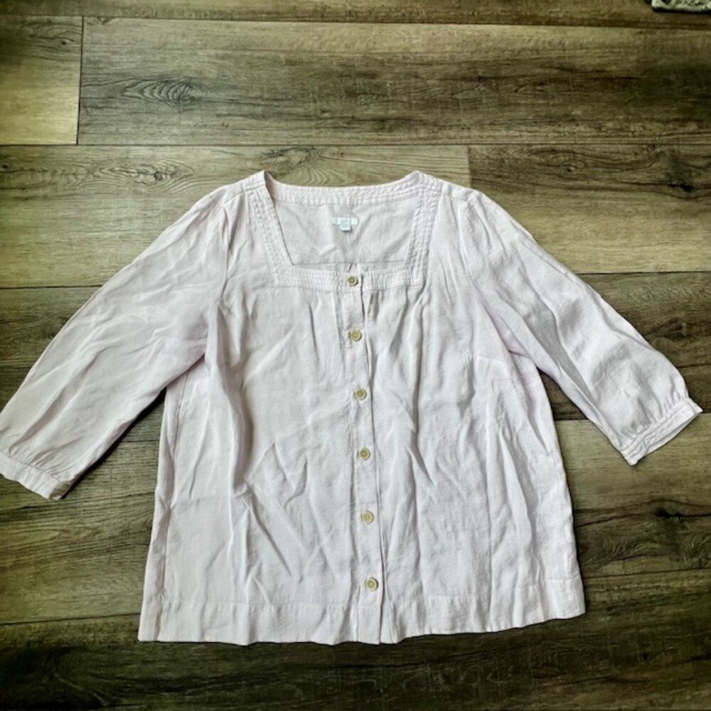 J.Jill Cotton Poly Light Flowy Top Blouse Office Vacation Feminine Pastel Pink